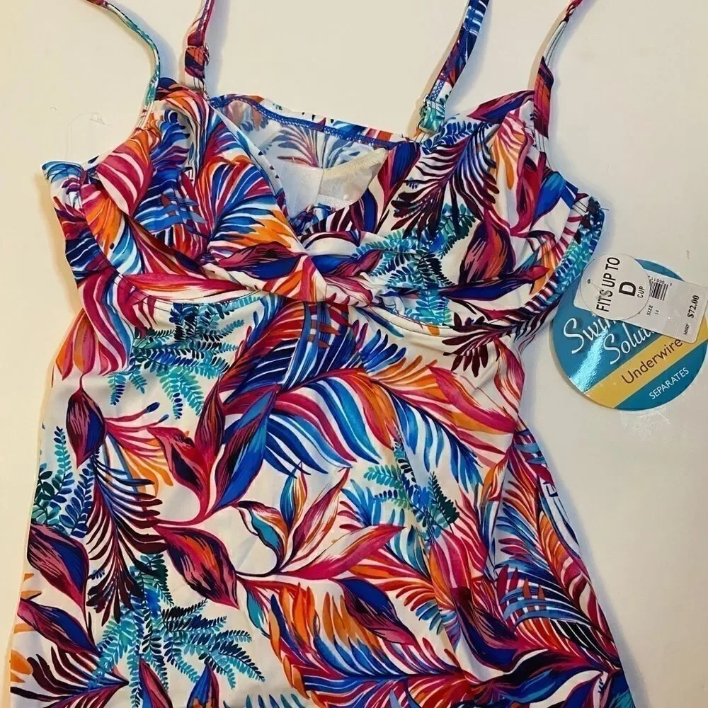 🎀Swim solutions  palm print Tankini swim top - Picture 6 of 7